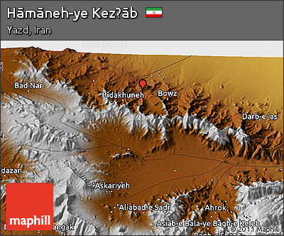 Physical 3D Map of Hāmāneh-ye Kez̄āb
