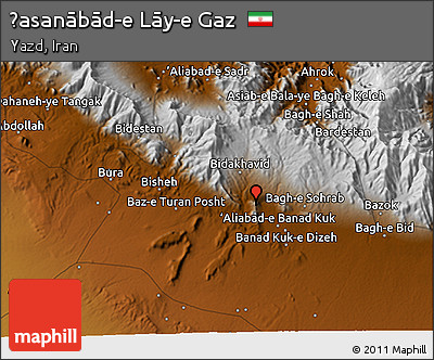 Physical 3D Map of Ḩasanābād-e Lāy-e Gaz