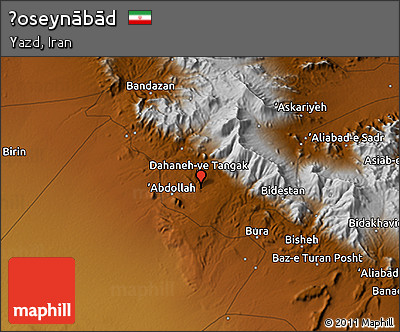Physical 3D Map of Ḩoseynābād