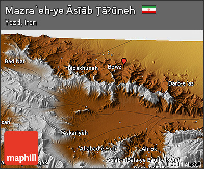 Physical 3D Map of Mazra`eh-ye Āsīāb Ţāḩūneh