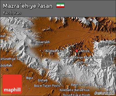 Physical 3D Map of Mazra`eh-ye Ḩasan