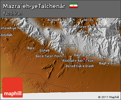 Physical 3D Map of Mazra`eh-yeTalchenār