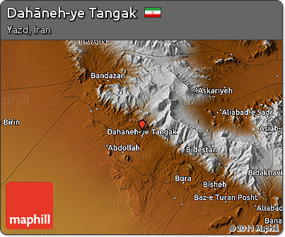Physical 3D Map of Dahāneh-ye Tangak