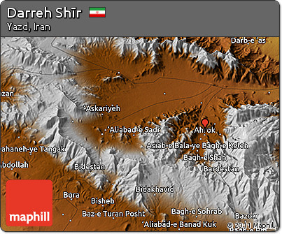 Physical 3D Map of Darreh Shīr