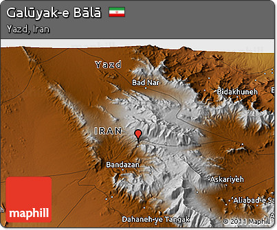 Physical 3D Map of Galūyak-e Bālā