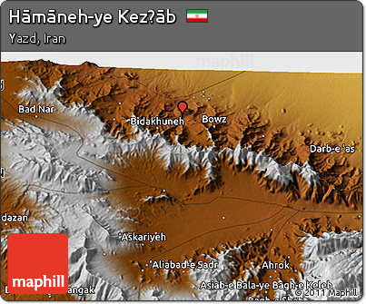 Physical 3D Map of Hāmāneh-ye Kez̄āb