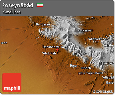 Physical 3D Map of Ḩoseynābād