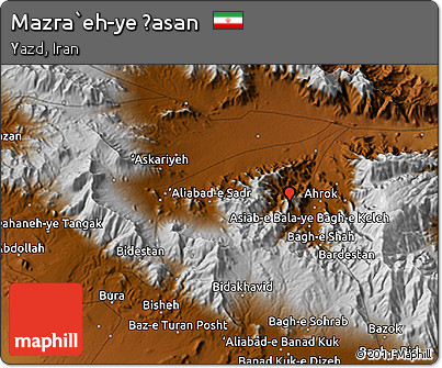Physical 3D Map of Mazra`eh-ye Ḩasan