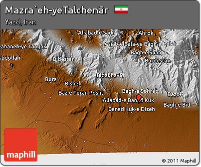 Physical 3D Map of Mazra`eh-yeTalchenār