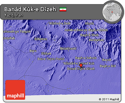 Political 3D Map of Banād Kūk-e Dīzeh