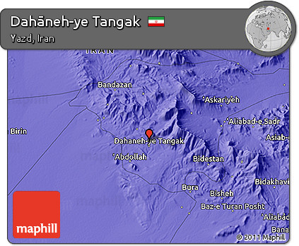 Political 3D Map of Dahāneh-ye Tangak