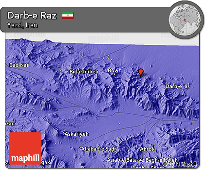 Political 3D Map of Darb-e Raz