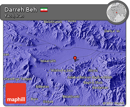 Political 3D Map of Darreh Beh
