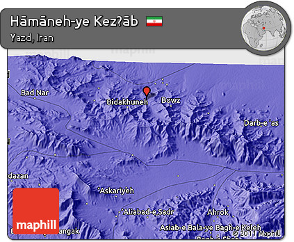 Political 3D Map of Hāmāneh-ye Kez̄āb