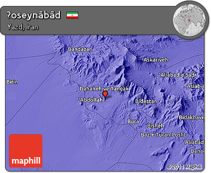 Political 3D Map of Ḩoseynābād