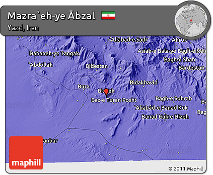 Political 3D Map of Mazra`eh-ye Ābzal