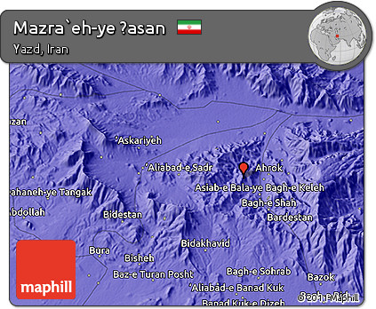 Political 3D Map of Mazra`eh-ye Ḩasan