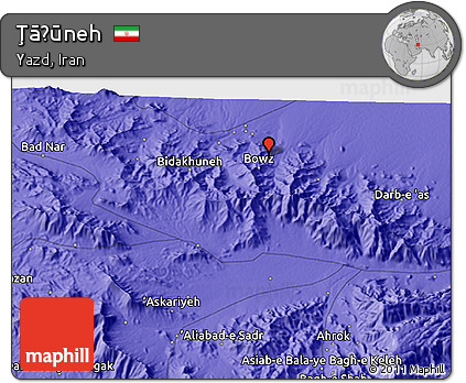 Political 3D Map of Ţāḩūneh