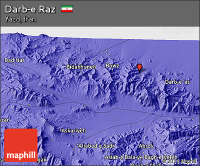 Political 3D Map of Darb-e Raz