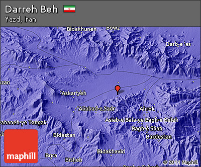 Political 3D Map of Darreh Beh