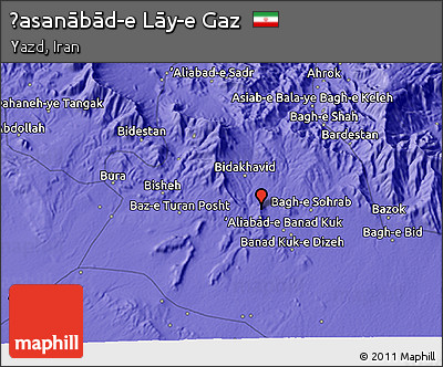 Political 3D Map of Ḩasanābād-e Lāy-e Gaz