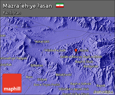 Political 3D Map of Mazra`eh-ye Ḩasan