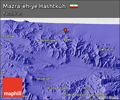 Political 3D Map of Mazra`eh-ye Hashtkūh