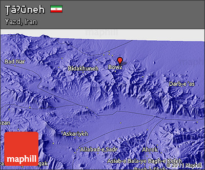 Political 3D Map of Ţāḩūneh
