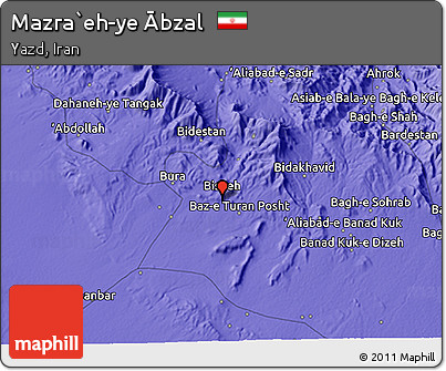 Political 3D Map of Mazra`eh-ye Ābzal