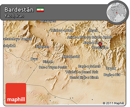 Satellite 3D Map of Bardestān