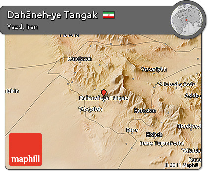Satellite 3D Map of Dahāneh-ye Tangak