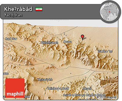 Satellite 3D Map of Kheẕrābād