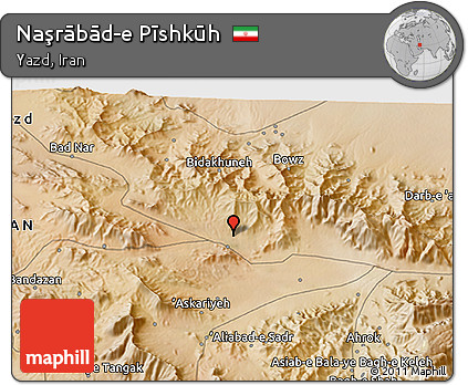 Satellite 3D Map of Naşrābād-e Pīshkūh