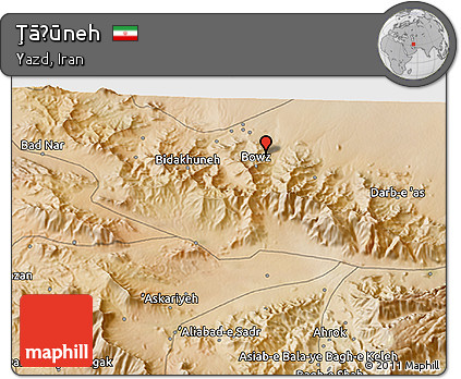 Satellite 3D Map of Ţāḩūneh