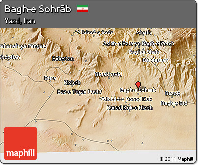 Satellite 3D Map of Bagh-e Sohrāb