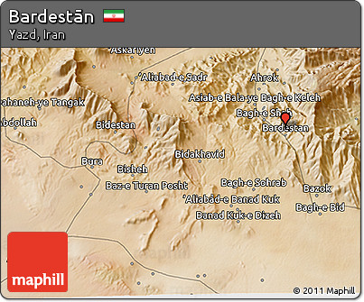 Satellite 3D Map of Bardestān