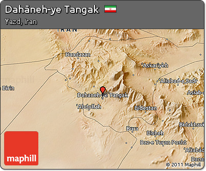 Satellite 3D Map of Dahāneh-ye Tangak