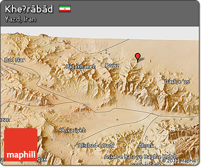 Satellite 3D Map of Kheẕrābād