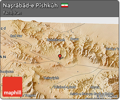 Satellite 3D Map of Naşrābād-e Pīshkūh