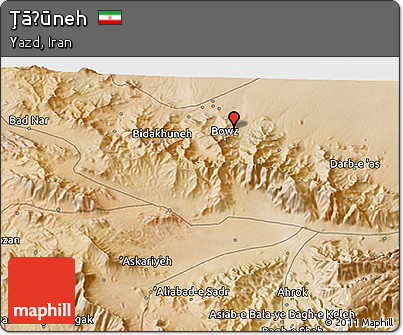 Satellite 3D Map of Ţāḩūneh