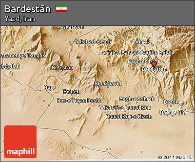 Satellite 3D Map of Bardestān