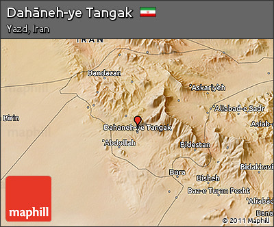 Satellite 3D Map of Dahāneh-ye Tangak