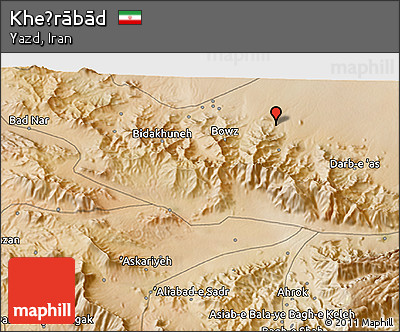 Satellite 3D Map of Kheẕrābād