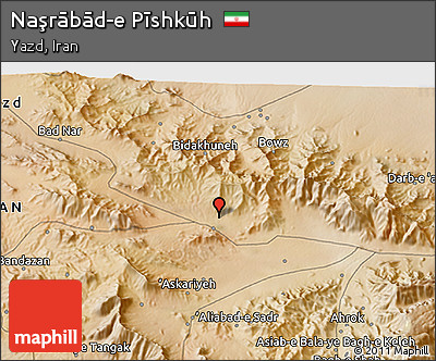 Satellite 3D Map of Naşrābād-e Pīshkūh