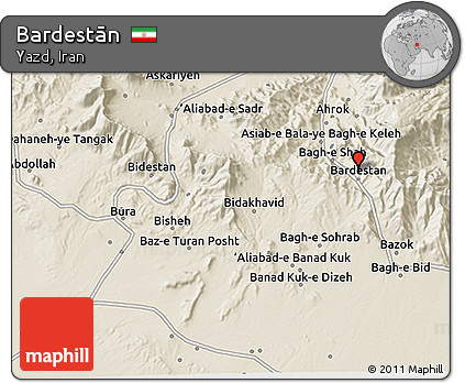 Shaded Relief 3D Map of Bardestān