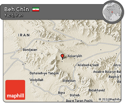 Shaded Relief 3D Map of Beh Chīn
