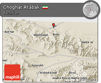 Shaded Relief 3D Map of Choghāt Atābak