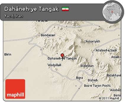 Shaded Relief 3D Map of Dahāneh-ye Tangak