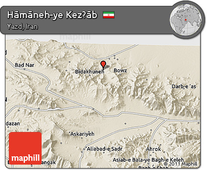 Shaded Relief 3D Map of Hāmāneh-ye Kez̄āb