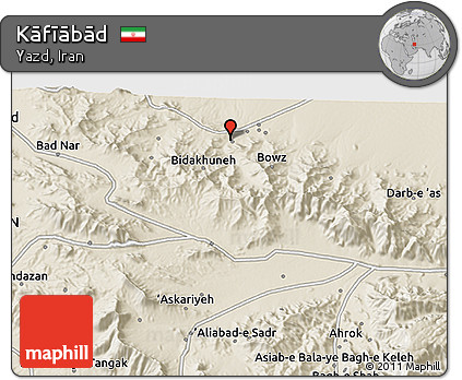 Shaded Relief 3D Map of Kāfīābād
